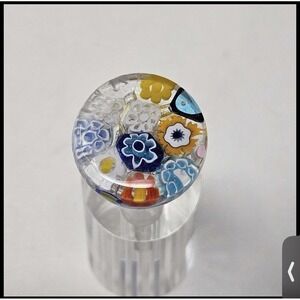 Resin Millefiori Adjustable Statement‎ Ring Colorful Floral Unmarked